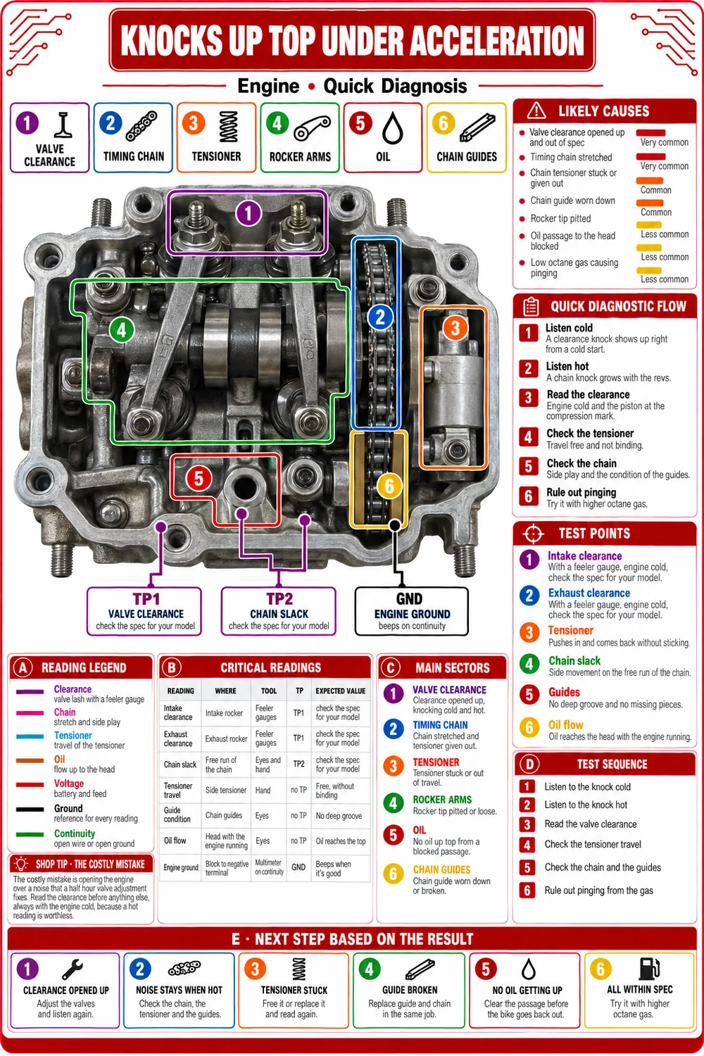 Diagnostic card: Knocks up top under acceleration