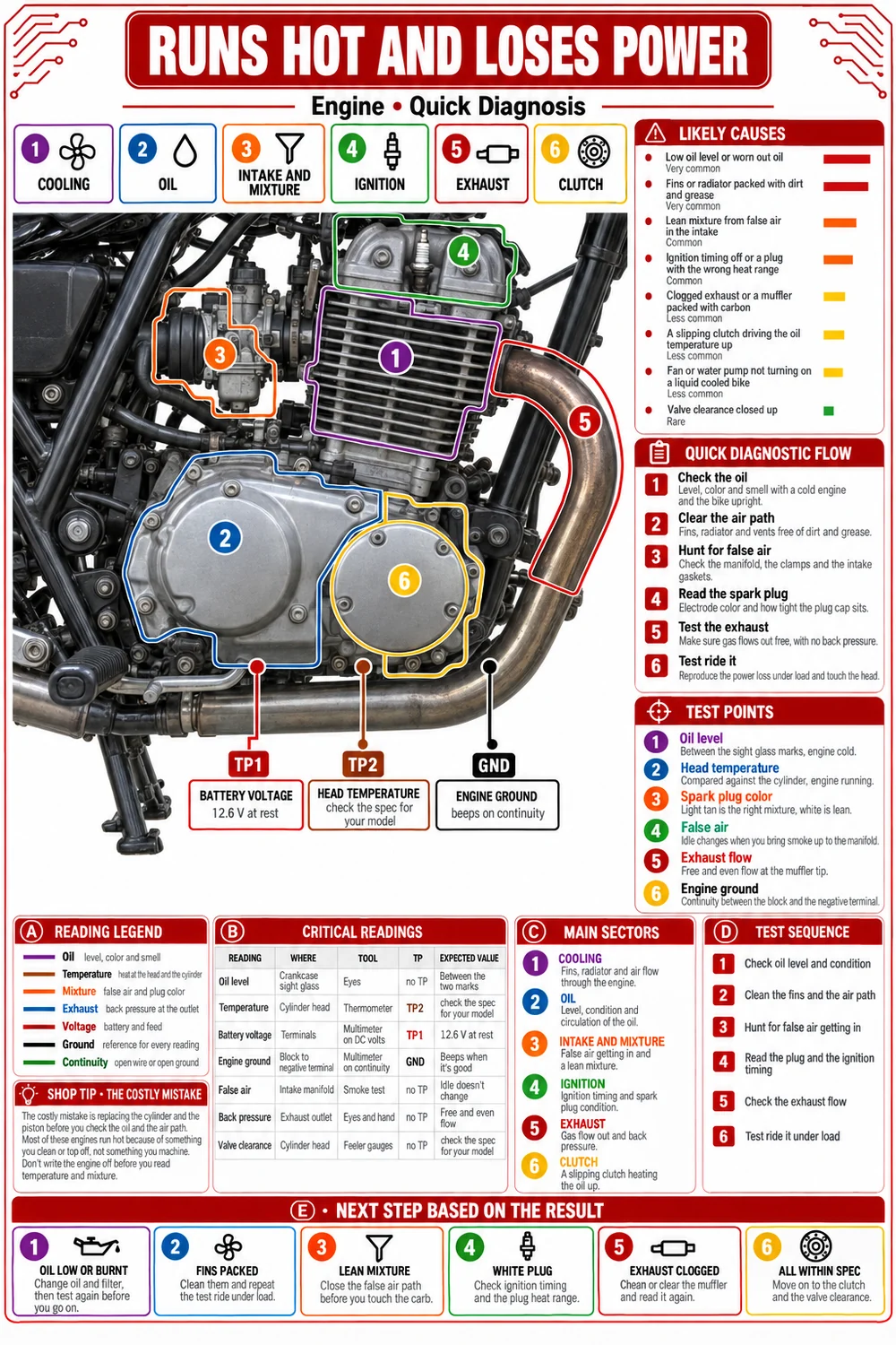 Diagnostic card: Runs hot and loses power